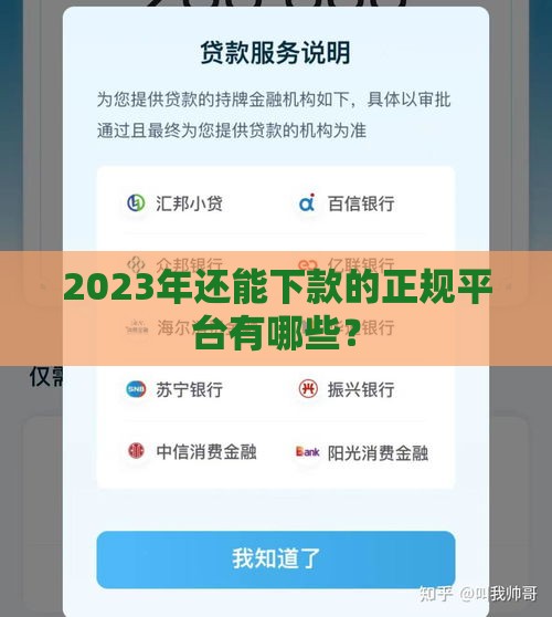 2023年还能下款的正规平台有哪些？