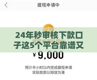 24年秒审核下款口子这5个平台靠谱又省心