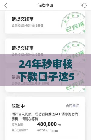 24年秒审核下款口子这5个平台靠谱又省心
