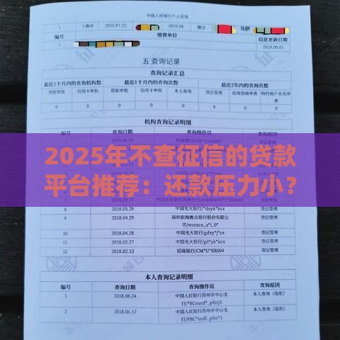 2025年不查征信的贷款平台推荐：还款压力小？这5个渠道亲测靠谱！