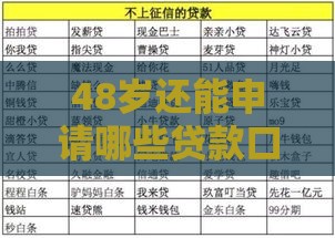 48岁还能申请哪些贷款口子？中年人必看攻略