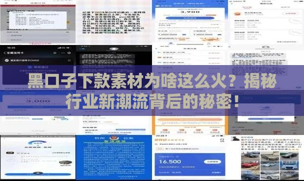 黑口子下款素材为啥这么火？揭秘行业新潮流背后的秘密！