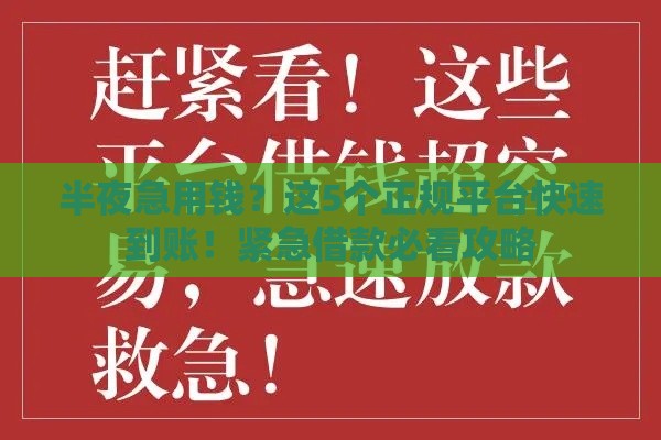 半夜急用钱？这5个正规平台快速到账！紧急借款必看攻略