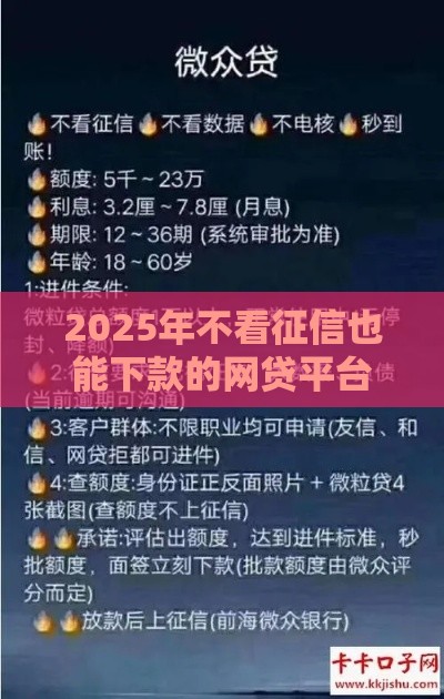 2025年不看征信也能下款的网贷平台避坑指南