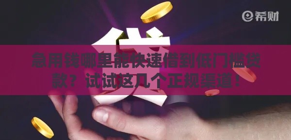 急用钱哪里能快速借到低门槛贷款？试试这几个正规渠道！