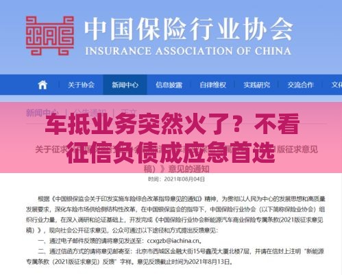 车抵业务突然火了？不看征信负债成应急首选