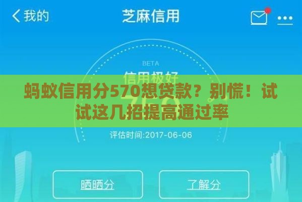蚂蚁信用分570想贷款？别慌！试试这几招提高通过率