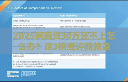 2025网商贷30万还不上怎么办？这3招或许能救急