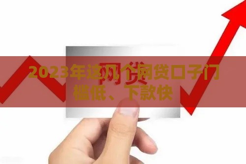 2023年这几个网贷口子门槛低、下款快