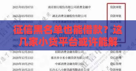 征信黑名单也能借款？这几家小贷平台或许能解燃眉之急！
