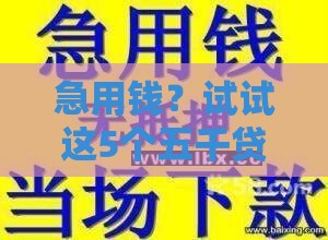 急用钱？试试这5个五千贷款口子，秒下款不踩坑！