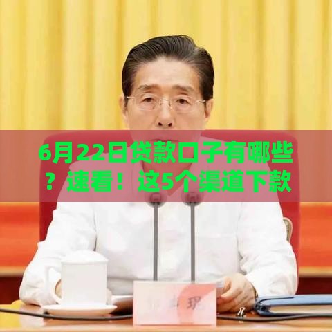 6月22日贷款口子有哪些？速看！这5个渠道下款快、利息低