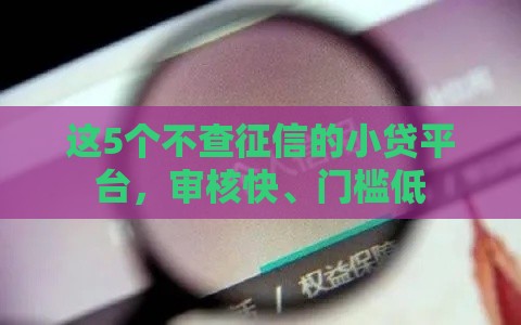 这5个不查征信的小贷平台，审核快、门槛低