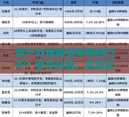 黑户办理网贷有哪些口子?老哥必看,实测这几个还能下款! 黑户办理网贷有哪些口子?老哥必看,实测这几个还能下款!