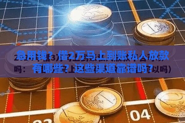 急用钱？借2万马上到账私人放款有哪些？这些渠道靠谱吗？