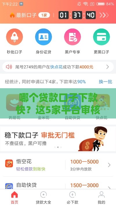 哪个贷款口子下款快？这5家平台审核最宽松！