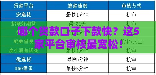 哪个贷款口子下款快？这5家平台审核最宽松！