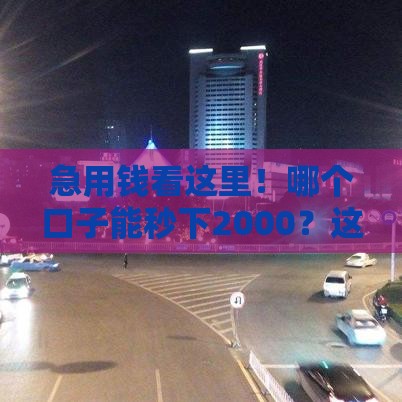 急用钱看这里！哪个口子能秒下2000？这几个渠道靠谱又安全