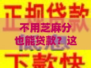 不用芝麻分也能贷款？这几个方法让你快速下款！