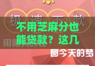 不用芝麻分也能贷款？这几个方法让你快速下款！