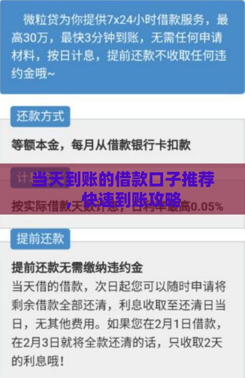 当天到账的借款口子推荐，快速到账攻略