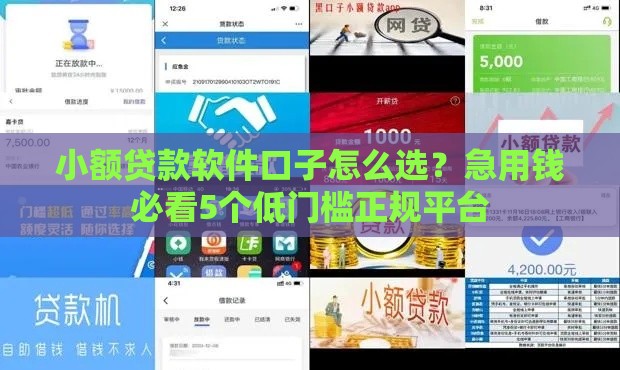 小额贷款软件口子怎么选？急用钱必看5个低门槛正规平台