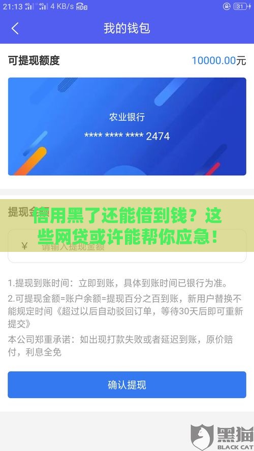 信用黑了还能借到钱？这些网贷或许能帮你应急！