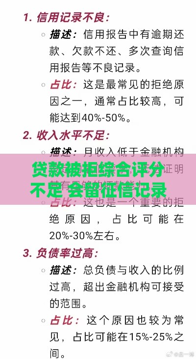 贷款被拒综合评分不足 会留征信记录吗？一文说清