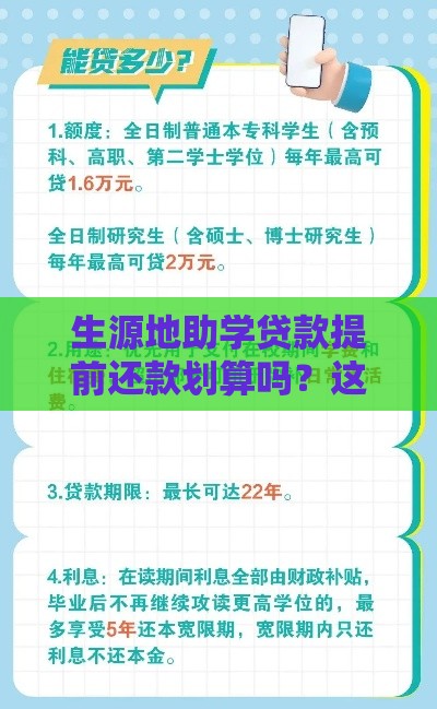 生源地助学贷款提前还款划算吗？这些细节要注意！
