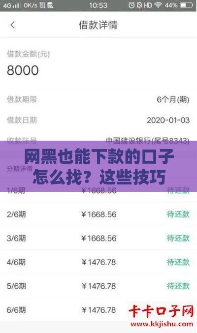 网黑也能下款的口子怎么找？这些技巧要收藏