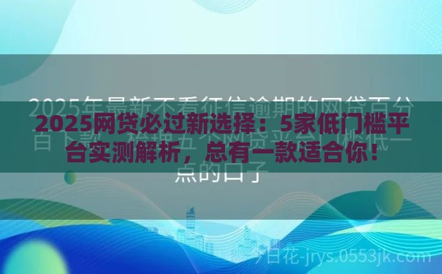 2025网贷必过新选择：5家低门槛平台实测解析，总有一款适合你！