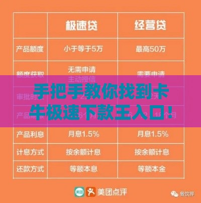 手把手教你找到卡牛极速下款王入口！3步定位+下款避坑指南
