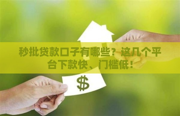 秒批贷款口子有哪些？这几个平台下款快、门槛低！