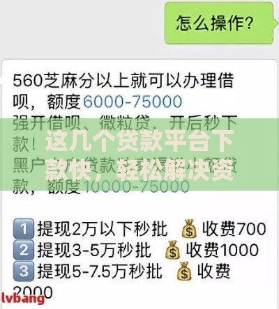 这几个贷款平台下款快，轻松解决资金难题