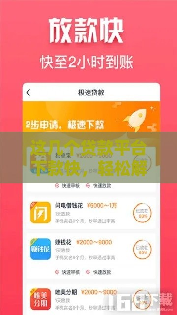 这几个贷款平台下款快，轻松解决资金难题