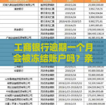 工商银行逾期一个月会被冻结账户吗？亲身经历告诉你真相