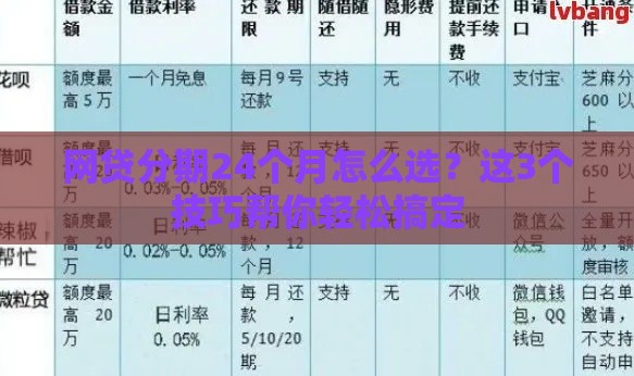 网贷分期24个月怎么选？这3个技巧帮你轻松搞定