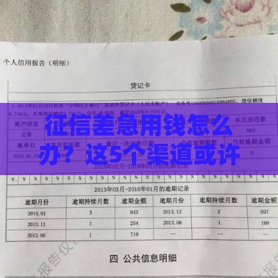 征信差急用钱怎么办？这5个渠道或许能帮你解燃眉之急