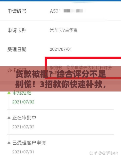 贷款被拒？综合评分不足别慌！3招教你快速补救，轻松下款