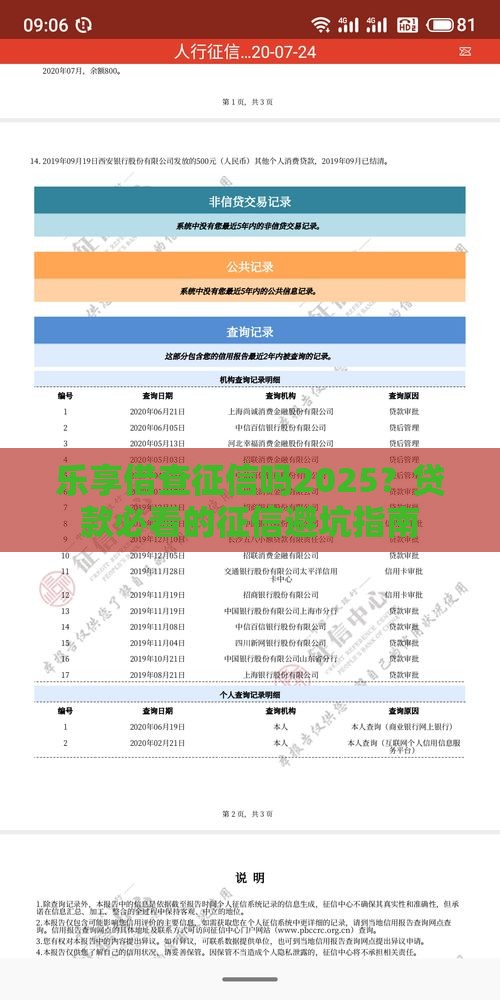 乐享借查征信吗2025？贷款必看的征信避坑指南