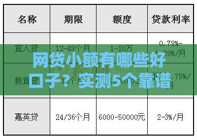 网贷小额有哪些好口子？实测5个靠谱平台申请攻略