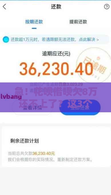 急！花呗借呗欠8万还不上了？这3个方法能救急