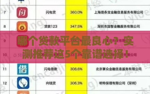 哪个贷款平台最良心?实测推荐这5个靠谱选择! 哪个贷款平台最良心?实测推荐这5个靠谱选择!