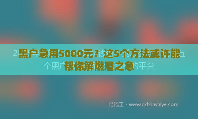 黑户急用5000元？这5个方法或许能帮你解燃眉之急