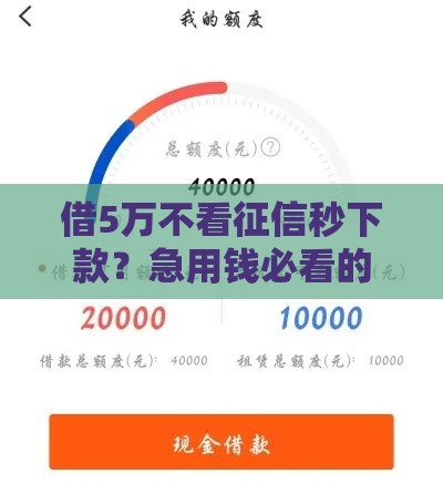 借5万不看征信秒下款？急用钱必看的避坑指南！