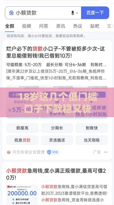18岁这几个低门槛口子下款稳又快