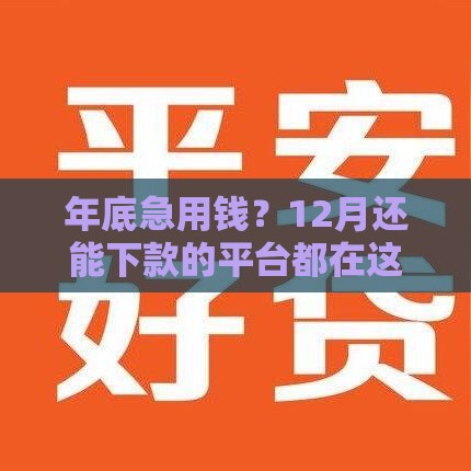 年底急用钱？12月还能下款的平台都在这儿了！