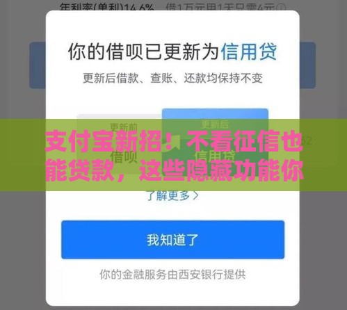 支付宝新招！不看征信也能贷款，这些隐藏功能你试过没？