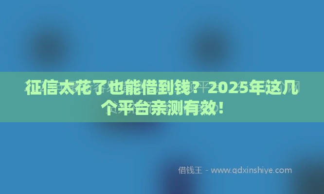 征信太花了也能借到钱？2025年这几个平台亲测有效！