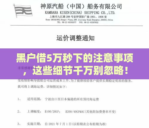 黑户借5万秒下的注意事项，这些细节千万别忽略！